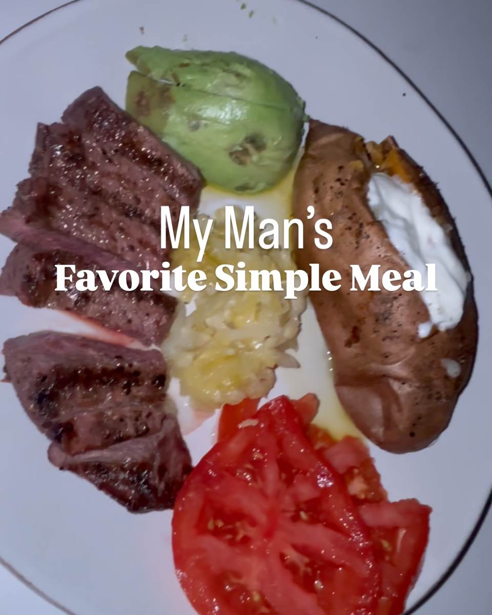 Steak With Cheesy Greek-Yogurt Topped Sweet Potatoes