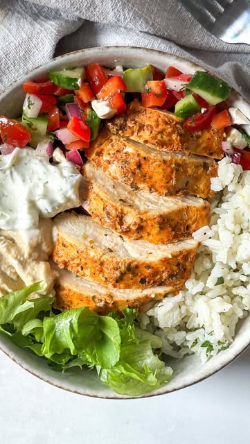 Greek Chicken and Rice Bowls